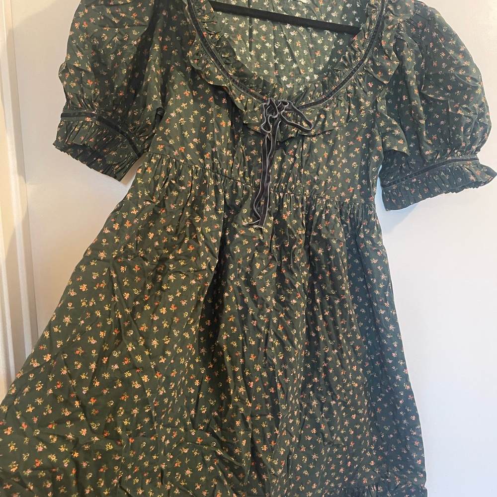 DOEN Green floral Dress, size S & M - Picture 2 of 8